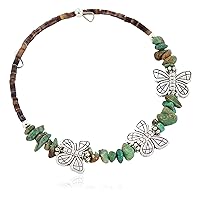 $80Tag Certified Butterfly Navajo Turquoise Adjustable Wrap Native Bracelet 13049-13 Made by Loma Siiva