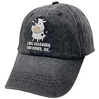 I Just Freaking Love Cows Ok! Women's Embroidered Baseball Cap Vintage Distressed Dad Hat Black
