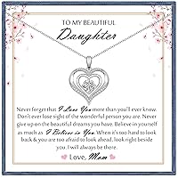 Daughter Gifts from Mom & Dad - Unique Christmas Birthday Gifts for Daughters Stepdaughter Bonus Daughter Gift Ideas, Sterling Silver to My Daughter Necklace from Mother And Father