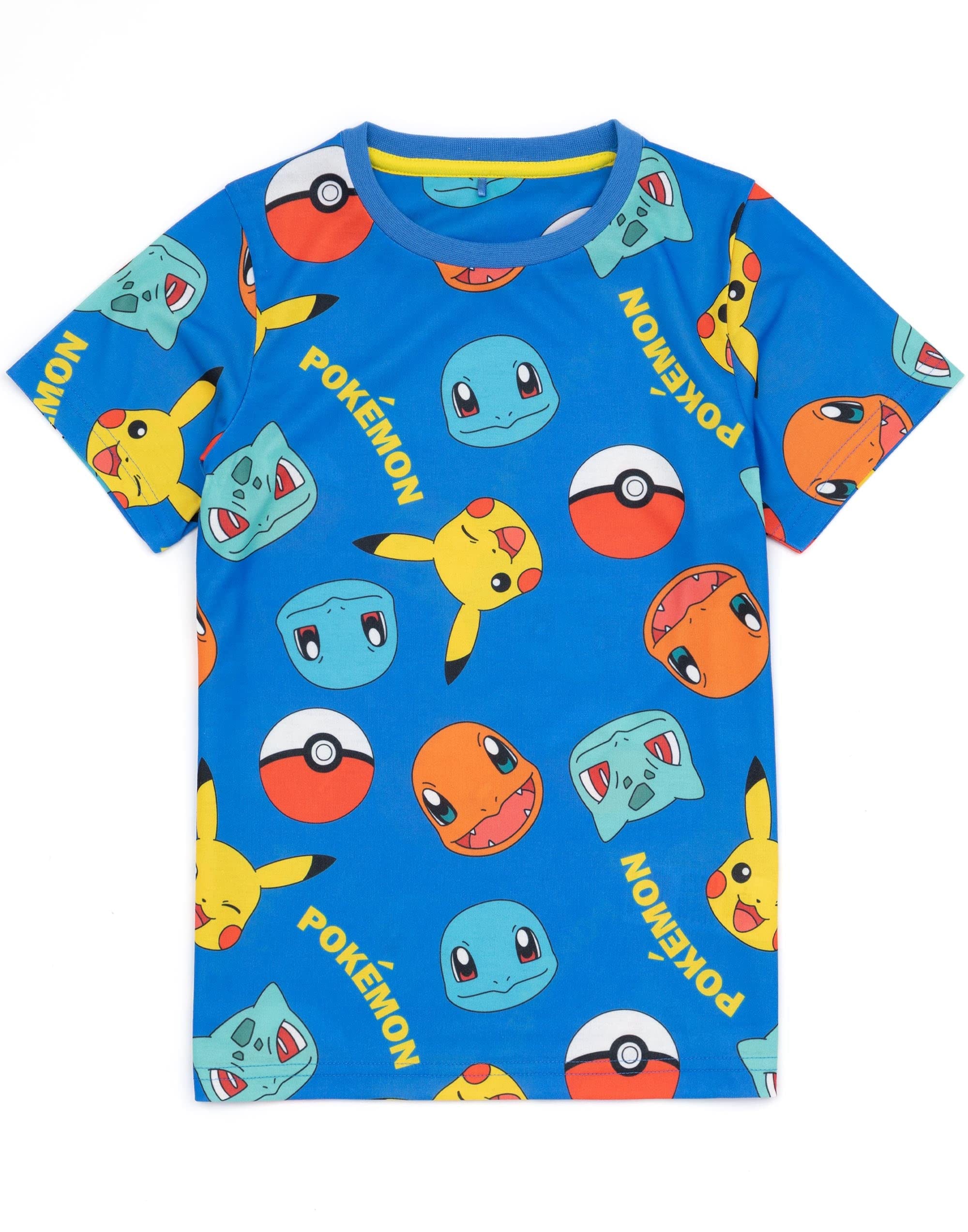 Pokemon Boys 2 Pack Pyjamas Kids Pikachu Bulbasaur Charmander Squirtle T-Shirts Shorts Set Sleepwear