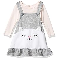 baby-girls Brushed Sweater Knit Jumper and Long Sleeve Ribbed BodysuitDress