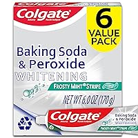 Baking Soda and Peroxide Toothpaste Gel, Whitening Baking Soda Toothpaste, Frosty Mint Flavor, Whitens Teeth, Fights Cavities and Removes Surface Stains for Whiter Teeth, 6 Pack, 6 Oz Tubes