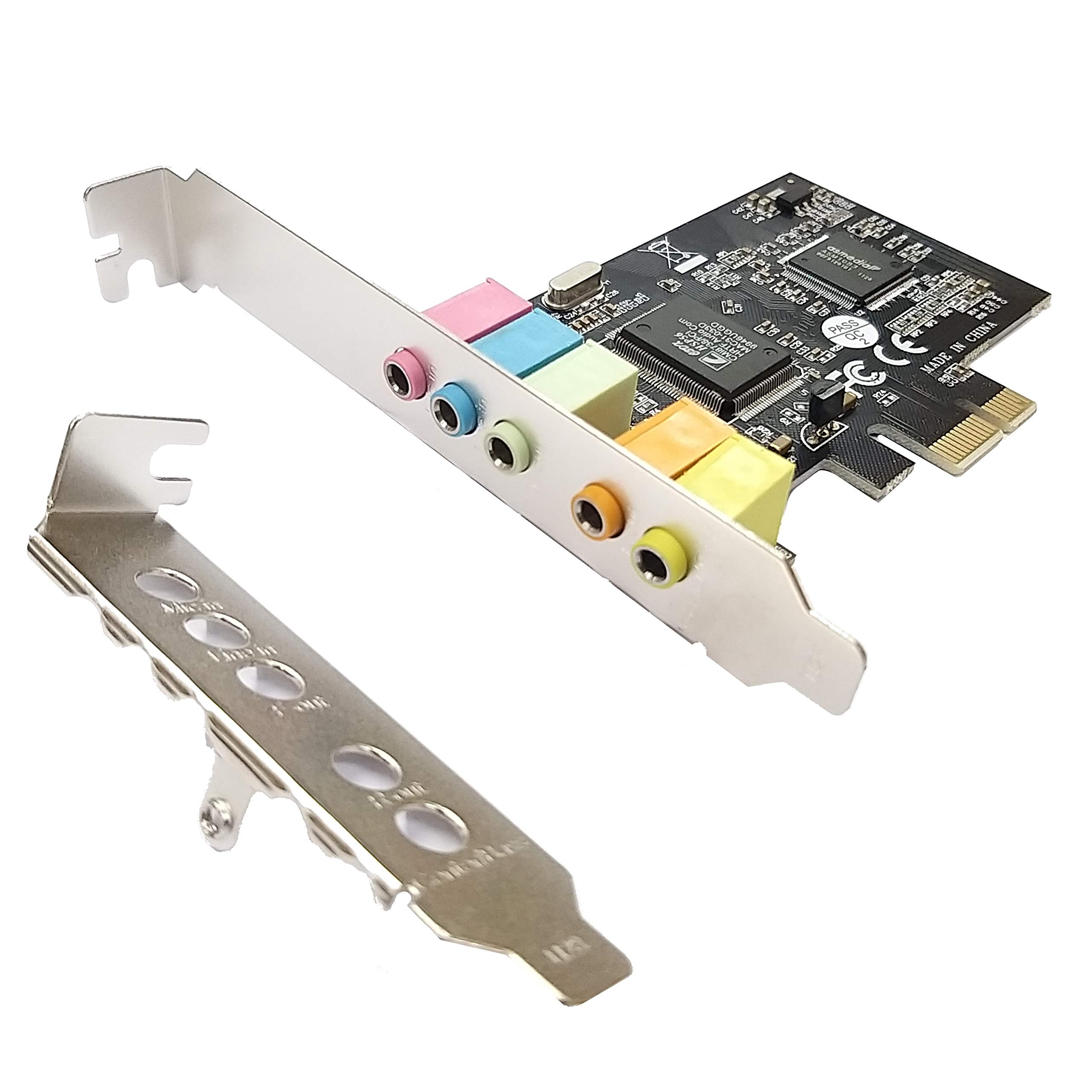 HINYSENO PCI-E CMI8738 5.1 Channel Stereo Sound Card Signal-Noise-Reduction Win XP/Win 7/ Win 8/ Win 10, 32Bit 64Bit