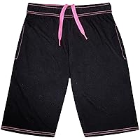 Kids Girls Cotton Shorts Neon Pink Chino Shorts Knee Length Summer Lightweight