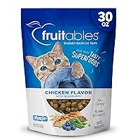 Fruitables Cat Treats – Crunchy Treats for Cats – Healthy Low Calorie Treats Packed with Protein – Free of Wheat, Corn and Soy – Made with Real Chicken with Blueberry – 30 Ounces