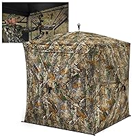 TIDEWE Hunting Blind 270°See Through with Silent Magnetic Door & Sliding Windows, 2-3 Person Pop Up Ground Blind with Carrying Bag, Portable Resilient Hunting Tent for Deer & Turkey Hunting
