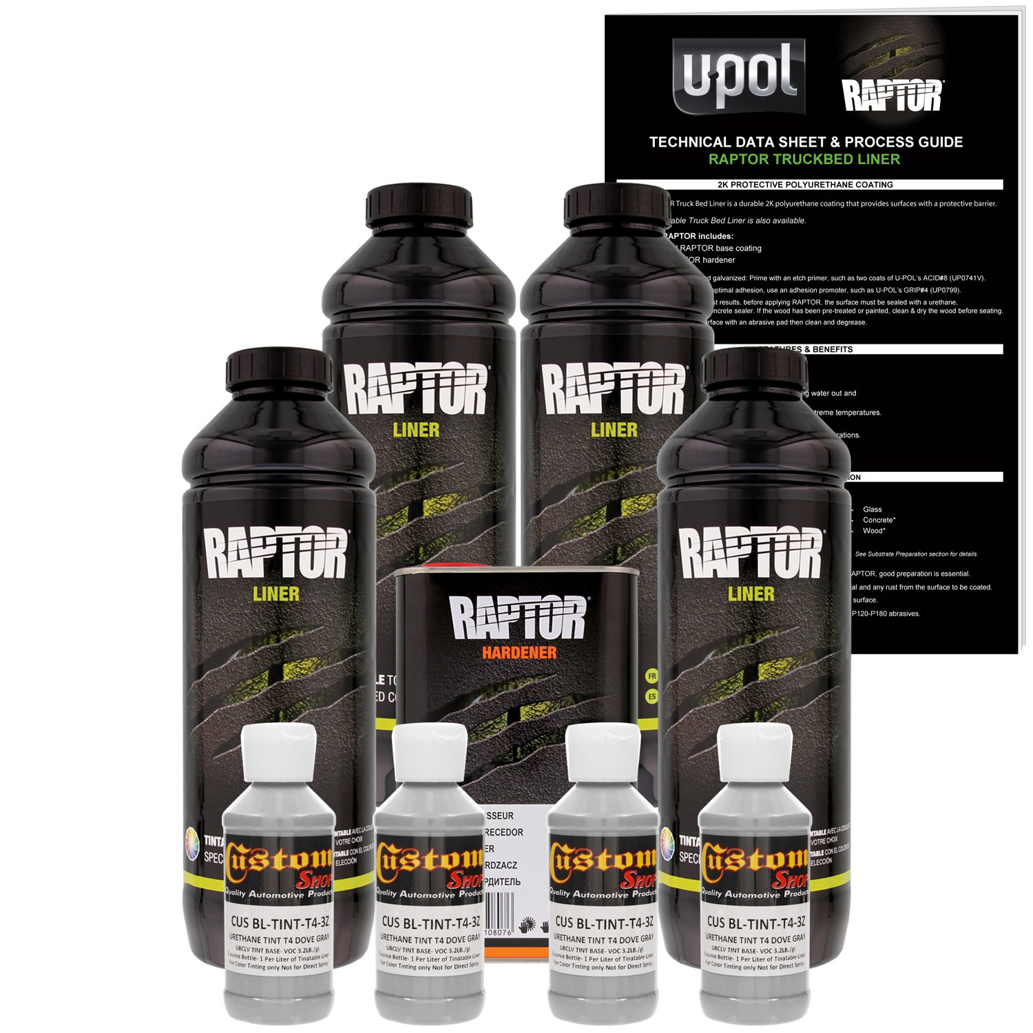U-POL Raptor Dove Gray Urethane Spray-On Truck Bed Liner & Texture Coating, 4 Liters