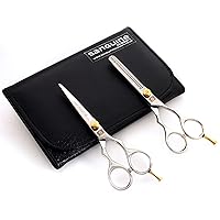 Set of Professional Hair Cutting Shears and Hair Thinning Shears for all Hair Types, Chrome, Japanese Style Shears + Presentation Case