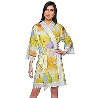 Kimono Sleeve Bathrobes for Women Printed Kimono Cotton Sleepwear Robe