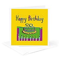 90th Birthday Colorful Cake and Candles - Greeting Card, 6 x 6 inches, single (gc_20175_5)