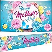 KatchOn, Happy Mothers Day Yard Banner - XtraLarge, 120x20 Inch | Happy Mothers Day Banner - 72x44 Inch | Mothers Day Decorations for Party | Blue Mothers Day Banner Decorations | Mothers Day Backdrop