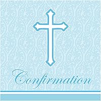 Creative Converting 18 Count Confirmation Lunch Napkins, Faith Blue