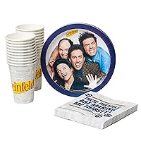 Silver Buffalo Seinfeld TV Series, Paper Plates Cups Napkins Party Pack Set, 60 Piece