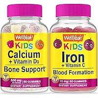 Calcium + Vitamin D3 Kids + Iron + Vitamin C Kids, Gummies Bundle - Great Tasting, Vitamin Supplement, Gluten Free, GMO Free, Chewable Gummy