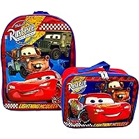 Ruz Disney Kids School Backpack with Lunch Box Set. 2 Piece 15” Book Bag and Lunch Box Bundle (Cars)