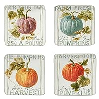 Certified International Autumn Harvest Set Square Canape/Luncheon Plates, Set of 4, Small