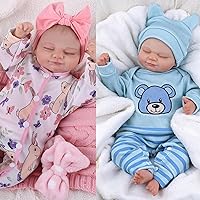 BABESIDE 2PCS Lifelike Reborn Baby Dolls Skylar - 17-Inch Soft Baby Feeling Realistic-Newborn Baby Dolls Boy and Girl