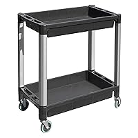 MaxWorks 80384 Black and Gray Two-Tray Service/Utility Cart With Aluminum Legs And 4