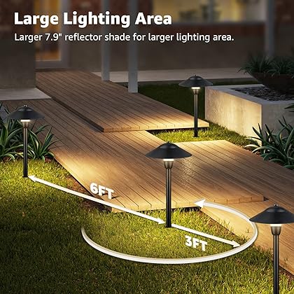 SUNVIE LED Low Voltage Landscape Lights, 3W Cast-Aluminum Pathway Lights Low Voltage, 12-24V Waterproof Landscape Path Lights, 3000K Landscape Lighting for Yard Garden Walkway ETL Listed Cord, 12 Pack