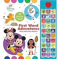 Disney Baby Mickey Mouse, Minnie, Frozen, Moana, and More! - First Word Adventures: Point, Match, Listen, and Learn! 30-Button Sound Book - Great for First Words - PI Kids