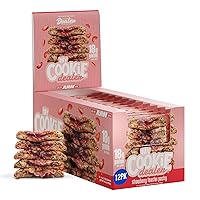 My Cookie Dealer Soft Baked Protein Cookies, Strawberry Toaster Pastry (12-Pack, 4oz Cookie) - 18g Protein per Cookie (Made with RAW Nutrition Protein) - Individually Wrapped Travel Snacks