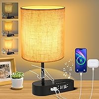 4-in-1 Touch Control Bedside Table Lamp with Bluetooth Speaker, Digital Clock, Dual Alarms, 3-Level Dimmable, and USB C+A Charging Ports - Perfect for Bedroom/Living Room/Nightstand/Home Office