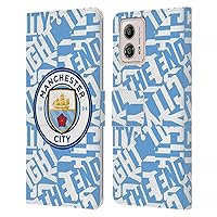 Head Case Designs Officially Licensed Manchester City Man City FC Sky Blue Pattern Fight Graphics Leather Book Wallet Case Cover Compatible with Motorola Moto G53 5G
