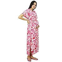 Bimba Kaftan Front & Back Buttons Gown Printed Maternity Night Wear Caftan