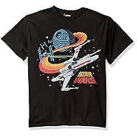 STAR WARS Boys' Big Colorful Contrails X-Wing Death Star Graphic Tee