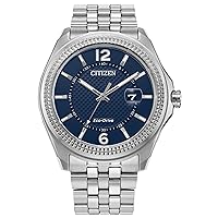 Citizen Men's Eco-Drive Classic Corso Silver Stainless Steel Watch,Blue Dial (Model:AW1740-54L)