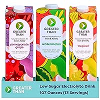 Greater Than Vegan Breastfeeding Support & Breast Milk Supply Aid, Organic Postpartum Nursing Supplement with No Sugar Added, Gluten Free & Keto All Natural, Coconut Water Electrolyte Drink, Variety Sample Pack (3 Pack)