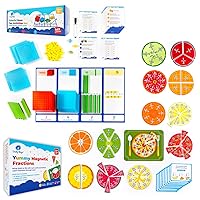 Simply magic 112 PCS Yummy Magnetic Fractions & 141 PCS Base Ten Blocks for Math