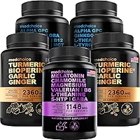 Sleep Melatonin (90ct), Turmeric & Ginger (240ct), and Nootropic Brain (120ct) Supplement Bundle - Wellness Trio for Brain, Sleep, & Immune Support - Vegan, Non-GMO, Gluten-Free