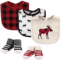 Hudson Baby Unisex BabyCotton Bib and Sock Set