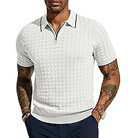PJ PAUL JONES Men's Short Sleeve Quarter Zip Polo Shirt