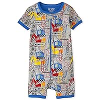 The Children's Place Baby Boys' and Toddler Snug Fit 100% Cotton Short Sleeve Zip-Front One Piece Footless Pajama
