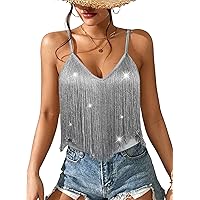 Womens Western Cowgirl Fringe Top - Country Concert Outfits Festival Tassel Hem Boho Rodeo Camisole Rave Tank Shirt