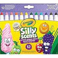 CRAYOLA Silly Scents Broadline Washable Markers - Assorted Colours (Pack of 12) | Unique Sweet Scents & Colours! | Ideal for Kids Aged 3+