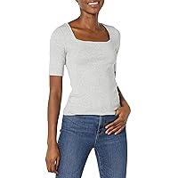 Amazon Essentials Women's Slim-Fit Half Sleeve Square Neck T-Shirt