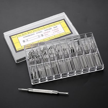 NICERIO 400pcs Professional Watch Band Stainless Steel Spring Bars Link Pins with remover Repair Tool, 6mm-25mm
