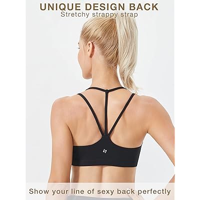 FITTIN Strappy Sports Bra for Women Sexy Cute Halter Sports Bra Medium  Support Yoga Bra with Removable Cups