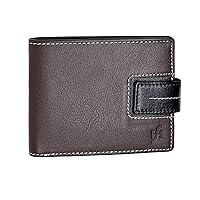 Men's Two Tone Soft Leather Bifold Credit Card Holder Coin Pocket 12 x 9.5 cm Brown