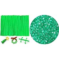 200 Green Pipe Cleaners+1000 Green Pony Beads Bundle, Pony Beads, Pipe Cleaners, Arts and Crafts, Jewelry Making.