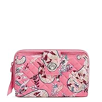 Vera Bradley Women's Cotton Turnlock Wallet With Rfid Protection, Botanical Paisley Pink, One Size