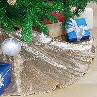 Christmas Tree Skirt 24 Round Champagne Gold Small Tree Skirt Sparkle Xmas Ornaments New Years Party Decorations