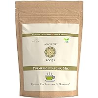 Ancient Roots Turmeric Matcha Mix - With Cinnamon, Ginger, and Black Pepper - All-Natural, Low-Calorie, Powdered Tea Mix, Sugar-Free 3.5 oz. (33 servings)