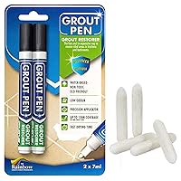 Grout Pen Tile Paint Marker: 2 Pack Black with 5 Pack Replacement Tips (Narrow, 5mm) - Waterproof Grout Colorant and Sealer Pen to Renew, Repair, and Refresh Tile Grout - Cleaner Coating Stain Pens