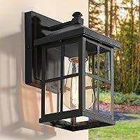 Black Farmhouse Outdoor Wall Lights, Modern Outdoor Exterior Light Fixtures Wall Mount with Clear Glass, Waterproof Square Outdoor Wall Lantern Sconce Porch Lights for House, Front Door, Garage