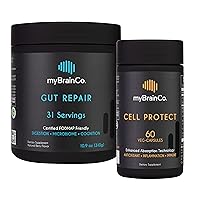 Prebiotics, Probiotics, Antioxidants and Bio-Enhanced Herbs - Gut Repair Probiotic Powder (310g) + Cell Protect (60 Capsules) for Aging, Immune + Gut Support