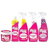 The Pink Stuff - The Miracle Cleaning Paste, Multi-Purpose Spray, Bathroom Foam Spray, Window & Glass Cleaner, and Cream Cleaner Bundle